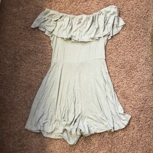Charlotte Russe Sage Green Off Shoulder Romper SM